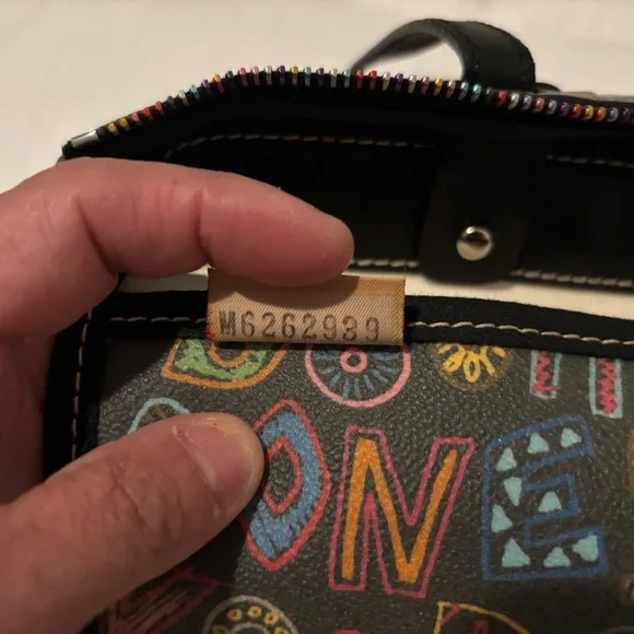 Dooney & Bourke Black Graffiti Tote with Sturdy Leather Handles - Picture 6 of 10